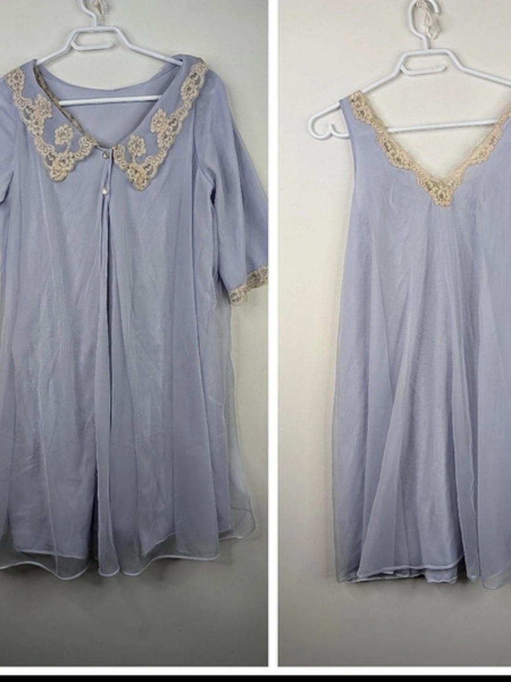 Vintage French Maid Lavender Lace Chemise Size Small